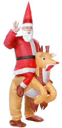 SERTAS Inflatable Christmas Santa Claus Suit with Candy Cane, Fancy Dress Costume for Adults (B)