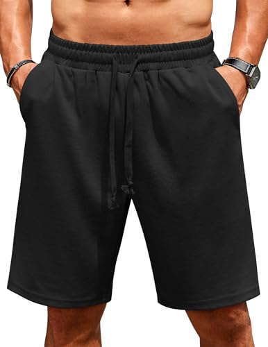COOFANDY Pantaloncini Uomo con Tasche Pantaloncini Running Basket Pantaloni Corti Elasticizzati Shorts Uomo Joggers Nero L