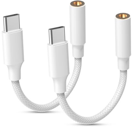 2 Pack Adattatore USB C Jack, Adattatore USB Type C Connettore Jack, Adattatore per Cuffie per Phone 15/15 Pro/15 Pro Max, Pad Mini/Pro/Air, Samsung Galaxy S24 S23 S22