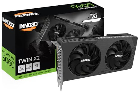 INNO3D NVIDIA GeForce RTX 5060 Twin X2 8GB GDDR7 Gaming Graphics Card (Dual Fan, 2 Slot, Reflex 2 RTX AI DLSS4)
