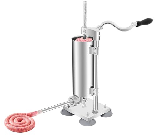 Korvfyllare, vertikal manuell korvstoppare, 3 l vertikal manuell korvstoppningsmaskin, rostfritt stål, korvmakare, fyllning korvstoppare, köttverktyg för alla typer av restauranger, snacks, matsalar