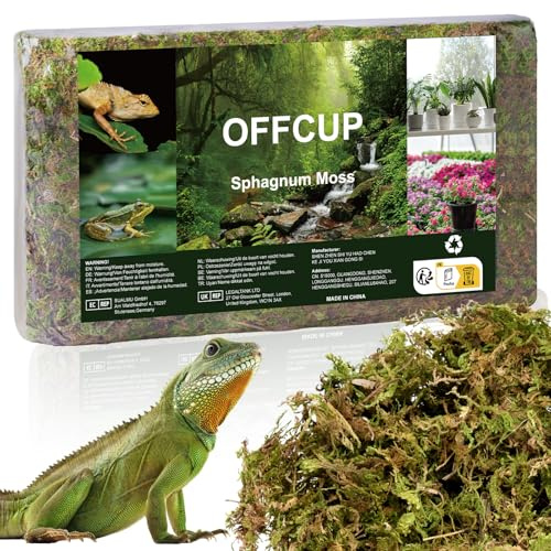 OFFCUP 500g Natural Musgo Sphagnum, Musgo de Bosque Seco, Bloque de Sustrato de Terrario, Musgo para Aumentar la Humedad del Aire para Reptiles Tortugas Ratones