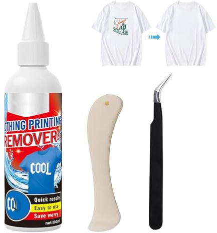 DTF Remover para Camisetas,Quita Adhesivos,Eliminador de Estampados de Ropa,Removedor Impresión,Removedor de Flocado Textiles,con Raspador y Pinzas,Perfecto para Eliminar Impresiones de Textiles