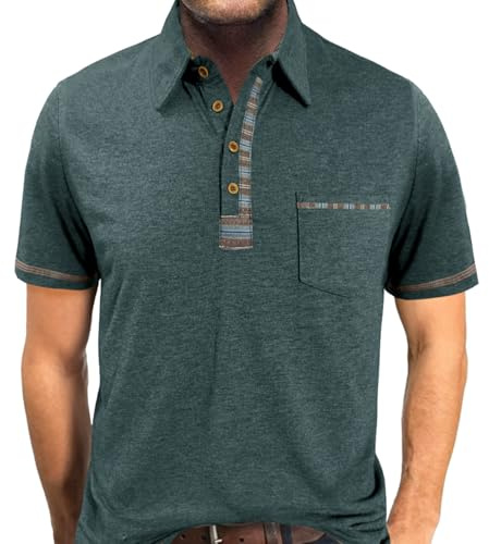 PRIVIMIX Polo Homme Manches Courtes avec Poche Ete Polo Tops Tee Shirt de Golf Rugby M-3XL