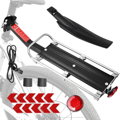 Gepäckträger Mountainbike Fahrradgepäckträger mit Tragfunktion 14 Teiliges Set Einstellbar Fahrrad Gepäckträger Aluminiumlegierung Rahmen Schutzblech Maximale Traglast 9 kg für 24-29 Zoll Fahrräder