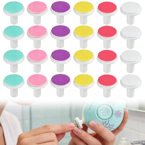 Juego de 24 cabezales de repuesto para limas de uñas eléctricas, discos abrasivos, muelas ABS, kit de accesorios de manicura para bebés y adultos, cabezales de lijado compatibles versátiles
