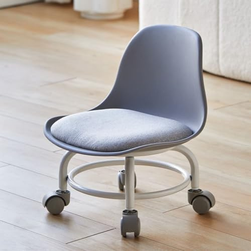 Taburete rodante de 360° con ruedas, altura ajustable, asiento de plástico y metal, para el hogar, jardín, oficina, taller
