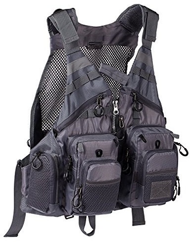 Bassdash Herren Angeln Weste Multifunktionsweste Anglerweste mit biszu max.20 Taschen für Fliegenfischen und Outdoor Freizeit