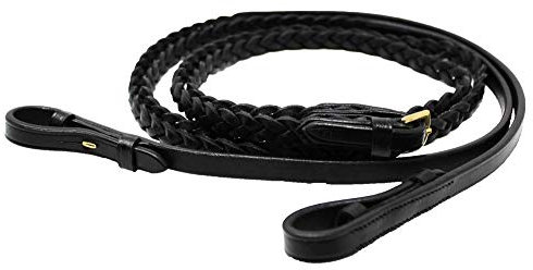 Challenger Zügel aus geflochtenem Leder, 137,2 x 1,27 cm, Schwarz, 805LR02BK