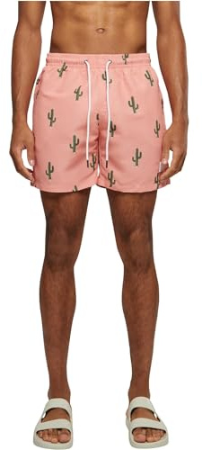 URBAN CLASSICS Bañador Hombre Bermudas Cortos, Shorts de Baño para Natación, Secado Rápido para Vacaciones, Color: cactus aop, Talla: L