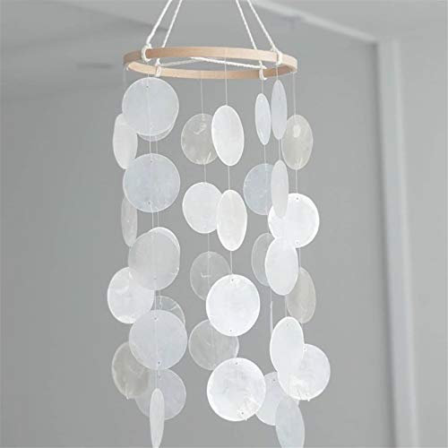 SWECOMZE Windspiel, Perlmutt, 13 * 60 cm, Fensterschmuck, Mobile für Fenster, Wand, Zimmer, Terrasse und Balkon Aufhängen über dem Kinderbett (Weiß)
