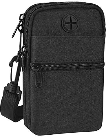 flintronic Handy-Umhängetasche, Umhängetasche, 3-lagige Messenger-Schulter-Mini-Handtasche, wasserdichte Handytasche, Schlüsselbund, Fitness-Schutzhülle Reisepass-Tasche für Outdoor-Lauf Lauf