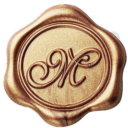 Yoption Initial Alphabet M Adhesive Wax Seal Stickers, 50 Pack Letter Envelope Seals, Self-Adhesive Gold Stickers for Wedding, Party, Birthday, Christmas (M)