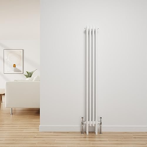 NRG Traditional Radiator Gloss White Cast Iron 4 Column Vertical Central Heating Bathroom Radiators 1500x200mm
