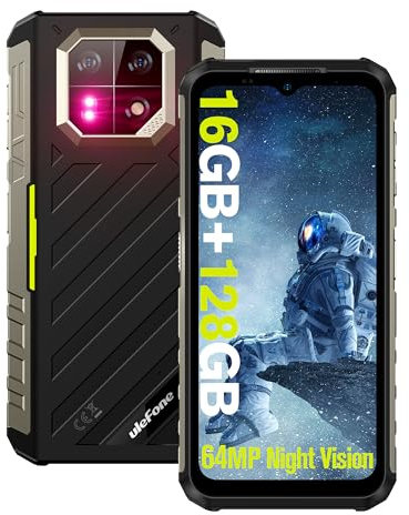 Ulefone Armor 22 Téléphone Protable Incassable 6,58 FHD+ 120Hz, Android 13, 16Go+128Go, 64MP Nocturne Vision Caméra, 6600mAh(33W), 4G Dual SIM/NFC/GPS/IP69K/Infrared Sensor Téléphone Étanche- Vert