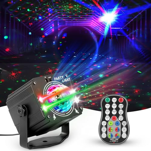 Nuision Disco Lights, 2 in 1 DJ Disco Ball Party Lights, RGB LED Sound Activated Strobe Lights with Remote Control, USB Powered Stage Lighting for Dancing Birthday Christmas Rave Parties KTV Bar