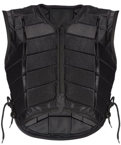 Frdhee Kinder Reitweste, Rückenprotektor Reiten Reiten Sicherheitsweste Eva Gepolsterte Schutzweste Reiten Weste Reitensport Körperschutz rückenprotektor Schwarz reiten für Jungen Mädchen Kinder, L