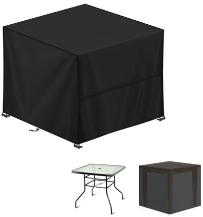 LAMUNI Housse Salon de Jardin Exterieur, Housse Table de Jardin, 420D Tissu Oxford Bâche Table Jardin, Housse Protection Table Jardin, Imperméable Housses pour Table de Jardin, Carré, 80x80x80cm