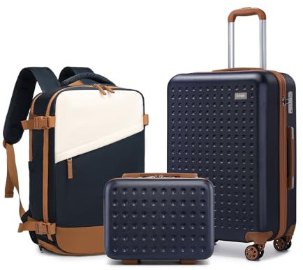 Kono Hartschalen-Koffer Trolley Rollkoffer Reisekoffer Handgepäck mit TSA-Schloss und 4 Rollen, Der Koffer enthielt 1 Stück Handgepäck Reise-Rucksack