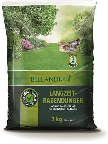 Bellandris Langzeit Rasendünger 3kg - Organischer Langzeit Rasendünger für eine langanhaltende Nährstoffversorgung und einen gepflegten Rasen. Ideal für eine organische Rasenpflege.