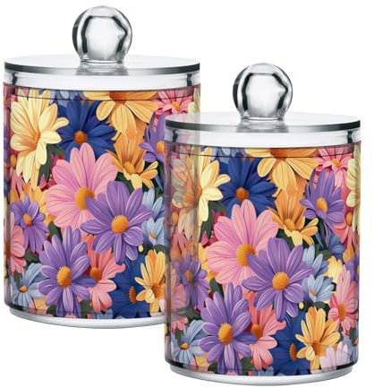 CHIFIGNO Set di 4 contenitori da bagno per dischetti di cotone, batuffoli di cotone, tamponi di cotone, tamponi di cotone, bastoncini di cotone, bastoncini di cotone, bastoncini di filo interdentale,