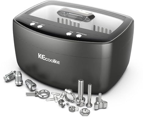 KECOOLKE Nettoyeur de bijoux à ultrasons de grande capacité de 2,5 L avec dégaz, chauffage et réglage du temps, 160 W, double transducteur puissant pour bijoux, bagues, pièces en argent pour cadeaux