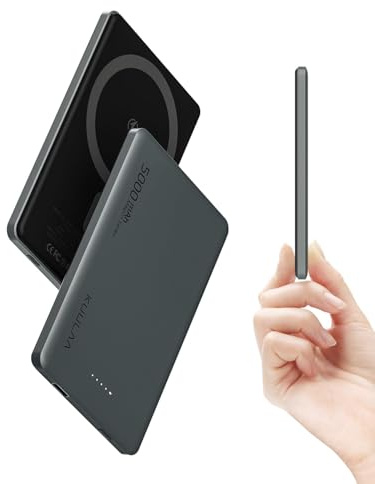 Ultra Slim Magsafe powerbank 5 000 mAh, 8 mm magnetisk trådlös ultratunn powerbank, externa batterier PD 20 W USB-C snabbladdning, induktiv bärbar laddare för iPhone 16/15/14-serien (grå)