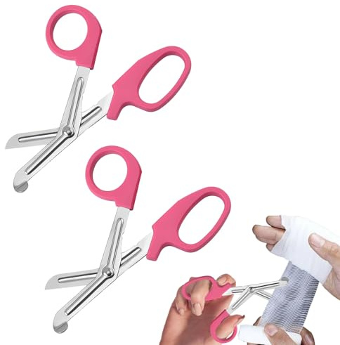 2PCS Trauma Shears, Medical Scissors, Nurse Scissors, First Aid Stainless Steel Bandage Shears, Tough Cut, for Vet Doctors, Nurses, Hospitals, Paramedics