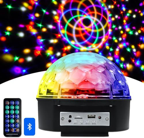 Boule Disco LED avec Bluetooth, 7 Modes de Lumière, Télécommande Sans Fil, Lampe de Fête Multicolore pour Soirées, Karaoké, Maison