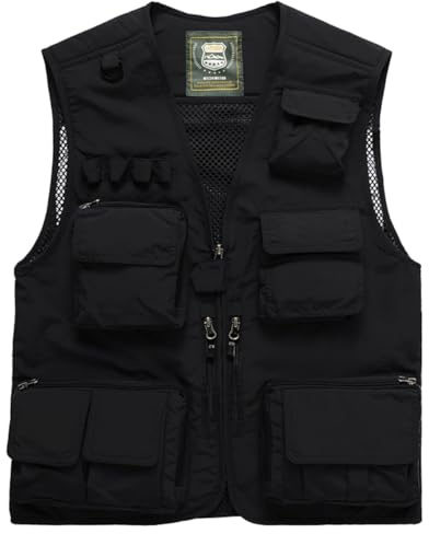 Hwalleum Uomo Multi-tasca Mimetizzazione Gilets, Uomini Estate Leggera Senza Maniche Pesca Gilet Giacca Esterno Multifunzione Tempo Libero Camo Gilets per Caccia Campeggio Fotografia Lavoro Viaggio