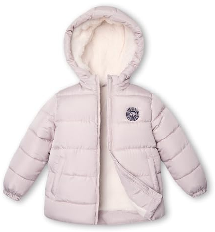 maoo garden Manteau Doudoune Hiver Fille 4-7 ans - Manteau léger imperméable anti-pluie avec capuche et à doublure polaire Taupe 5 ans
