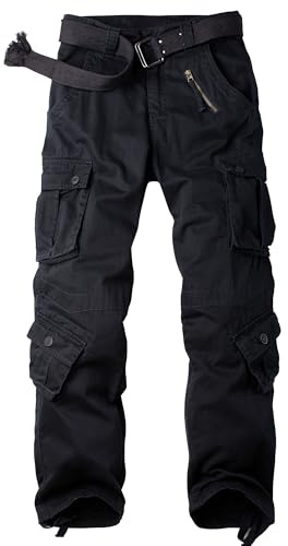 AKHlKING Women's Cargo Pants Work Camo Cotton Casual Combat Wild Outdoor Ripstop Trousers with 8 Pockets Black 10*CG