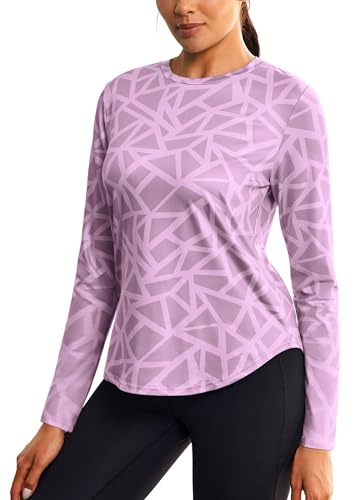 PINSPARK Camiseta deportiva de manga larga para mujer, de secado rápido, funcional, deportiva, para yoga, fitness, correr, ligera, transpirable, Rosa., L