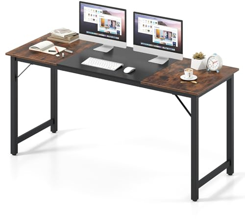 GIANTEX Bureau d'Ordinateur, Cadre en Métal Robuste, Table de Travail, Bureau Rectangulaire Fiable, Style Industriel pour Maison, Salle de Réunion, Salle d’Étude, 160 x 60 x 74 cm