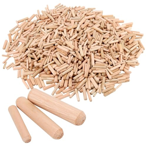 JIEHIN Juego de 1200 tacos de madera, 6 mm, 8 mm, 10 mm, tacos de madera para muebles, para reparación de muebles, proyectos de manualidades, construcciones de muebles