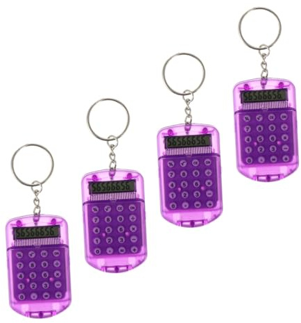 DECORNIJIA 4 Piezas Calculadora Mini Electrónica de Bolsillo con Llavero Dígitos LCD Cubierta Protectora Portátil y Duradera de para Uso Escolar y Oficina