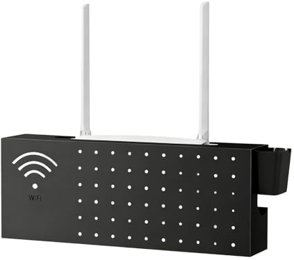Gömmare För Wifi Box Multifunktionell Väggmonterad Organiserare i Kolstål | Wifi Router Förvaringslåda För Nätverksanslutning Utgångsskydd Organizer Kabel Vardagsrum TV Skrivbord Bok Korg