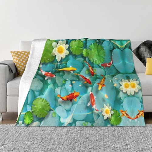 QAZWZML Coperta decorativa per divano, motivo carpa rossa giapponese, calda coperta decorativa adatta per divani e letti, disponibile in 4 misure 127 x 101,6 cm