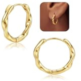 CASSIECA Boucles d'Oreilles Créoles Femme Argent 925 Hypoallergéniques Petites Créoles Torsadées Argent Légères Cadeau Bijoux Minimalistes pour Femme 14mm (Or/Argent/Or Rose)