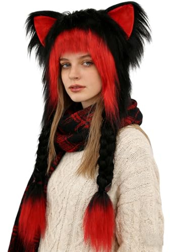 Husoiuy Gorro De Peluche Con Orejas De Gato Para El Invierno,Accesorios Abrigados Para Disfraces De Cosplay | Sombrero De Animal De Peluche Para Eventos De Cosplay,Para Mujeres Adultas Ninos Amigos Y