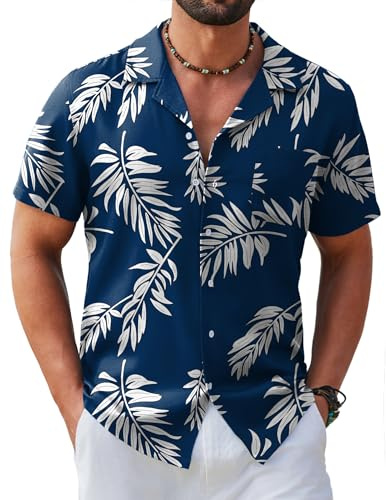 COOFANDY Mens Hawaiian Shirt Short Sleeve Floral Button Down Shirts Tropical Summer Beach Shirts