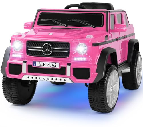 JOYLDIAS Ride On Cars, Licensed Mercedes-Benz Maybach G650S, 12V7AH Battery Powered Toy Electric Car for Kids W/LED Underglow Lights,Remote Control, 2 Motors, 3 Speeds, Music, Bluetooth,Horn,Pink