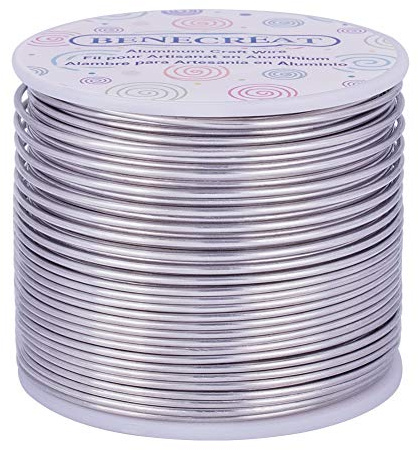 BENECREAT 68m 1.5mm Filo di Alluminio Articoli Artigianali Filo di Alluminio Colore Primario Non scolorente per la Produzione di Gioielli e Artigianato Calibro 15