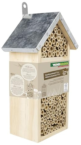 Windhager hôtel à Insectes Tiny - Bois et Bambou - abris à Abeilles, nichoir, hôtel à Insecte Bois - Insectes pour Abeille, Coccinelle, Abris pour Abeilles et nichoirs à Suspendre