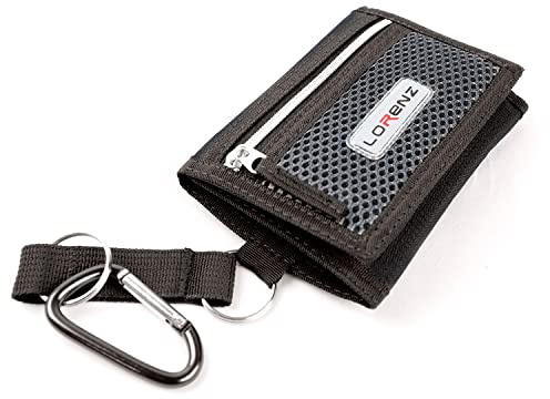 Sportbrieftaschen für Jungen, dreifach gefaltete Männer Canvas Geldbörse mit Münzfach und Kreditkartenhalter, wasserdichte Teenager Ordner Geldbörse mit Kette, Haken oder Klassisch, grau, With Snap