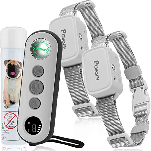Citronella hundträningshalsband med fjärrkontroll och 2 mottagare【Kan inte fungera automatiskt】,3 lägen och 3 spraynivåer, spray/vibration/piphumane citronella hundkrage, 305 m räckvidd ingen chock