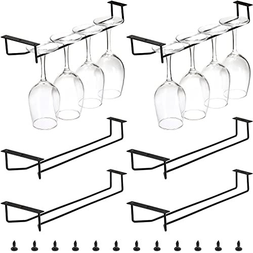 Dicunoy 6 Stück Weinglashalter unter dem Schrank, Metall Weingläser Halterung, Wandmontierte Eisen Weinglas Hängende Rack für Regal, Küche, Bar, Weinkeller Lagerung, Veranstalter, Display, 35cm