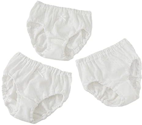 Serecofo Lot de 3 Culottes Slips Bébés et Petites Filles en Blanc en Coton Mesh Maille Tissu Léger et Respirant 1 an à 11 Ans sous-Vêtement Enfant Blanc (2-3 Ans)