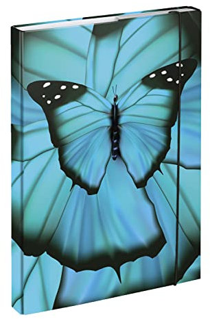 Baagl Heftbox für Schulranzen A4 - Sammelmappe für Kinder mit Gummiband und Innenklappen - Heftmappe, Sammelbox mit Gummizug für Mädchen (Butterfly)