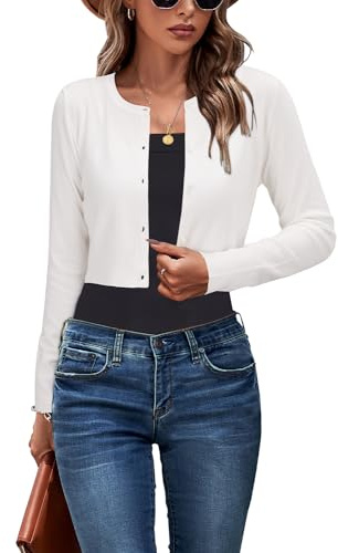 Newshows Cardigans for Women UK Short Bolero Cropped Shrug | Lightweight Short Cardigans Ladies V Neck Knitted Top
